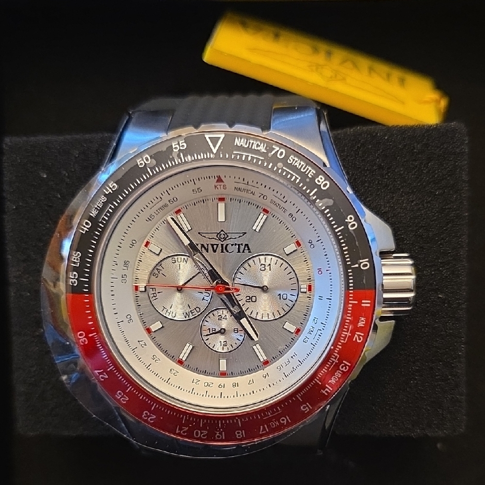 Invicta Abiator Skyshock 50mm Silver and Red Nautical men's Watch